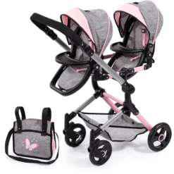 Bayer Design Twin Neo Poppenwagen Grijs/roze, Met Vlinder 9 Bayer Design Twin Neo Poppenwagen Grijs/roze, Met Vlinder -Winkel Voor Babyproducten bayer design twin neo poppenwagen grijs roze met vlinder a313430 4