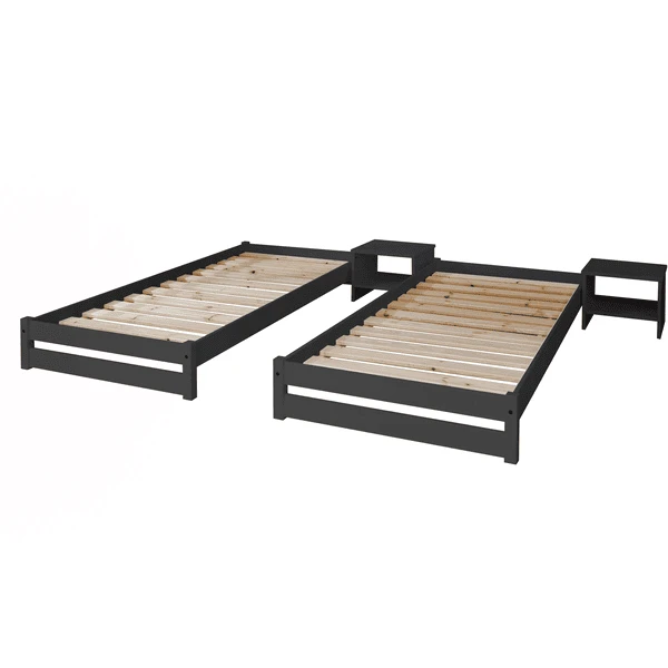 TiCAA Stapelligstoel Nadine 90 X 200 Cm Grenen Antraciet 3 TiCAA Stapelligstoel Nadine 90 X 200 Cm Grenen Antraciet - Afbeelding 3